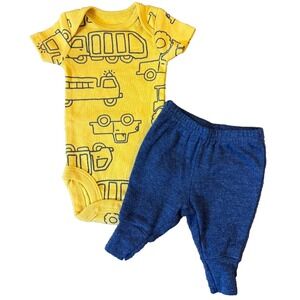 Carters Preemie Baby Boy Outfit Bodysuit Pants 2 PC Reborn Doll Transportation